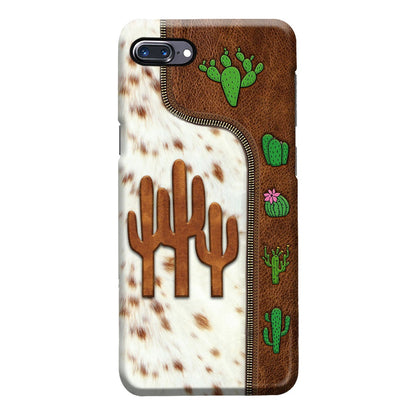 Love Cactus Leather Pattern Print Phone Case 062021