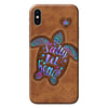 Salty Lil&#39; Beach - Turtle Personalized Leather Pattern Print Phone Case
