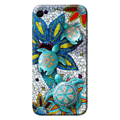 Turtles And Flowers Ceramic Pattern Print Phone Case