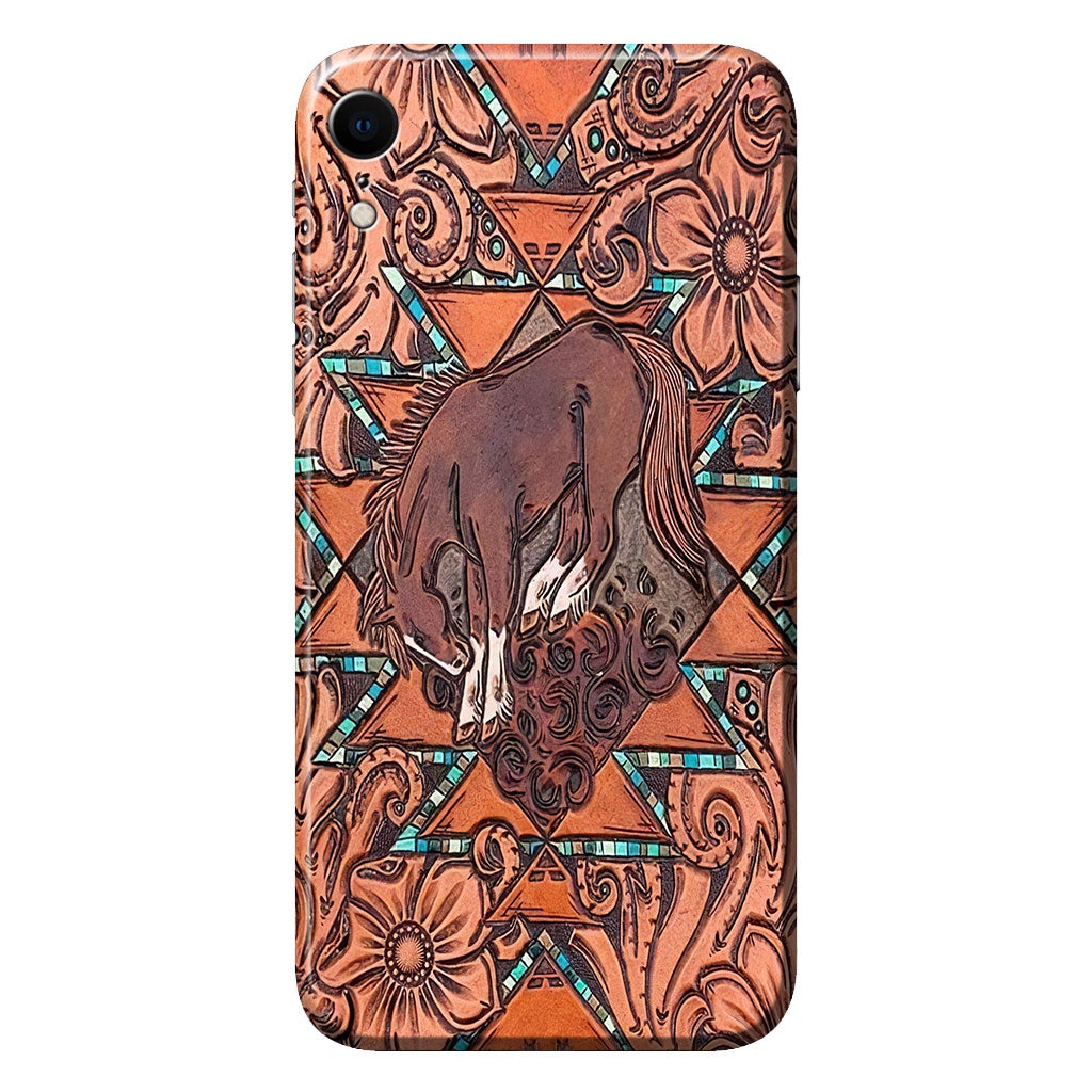 Love Horses Leather Pattern Print Phone Case