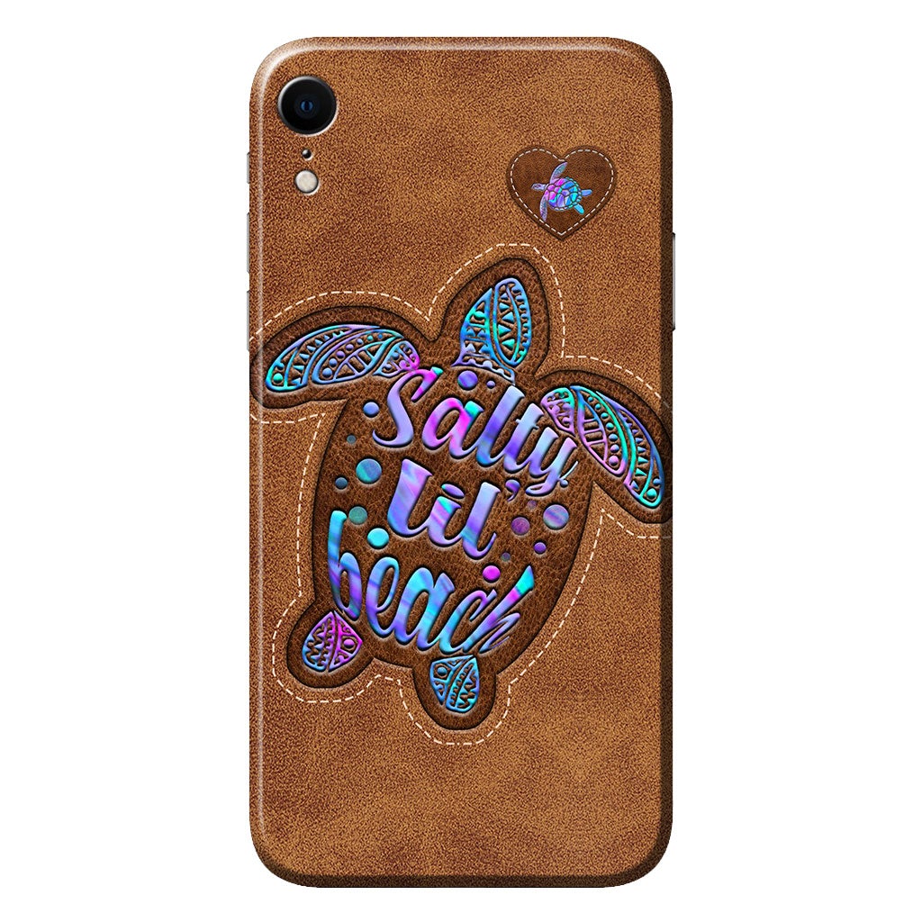 Salty Lil' Beach - Turtle Personalized Leather Pattern Print Phone Case