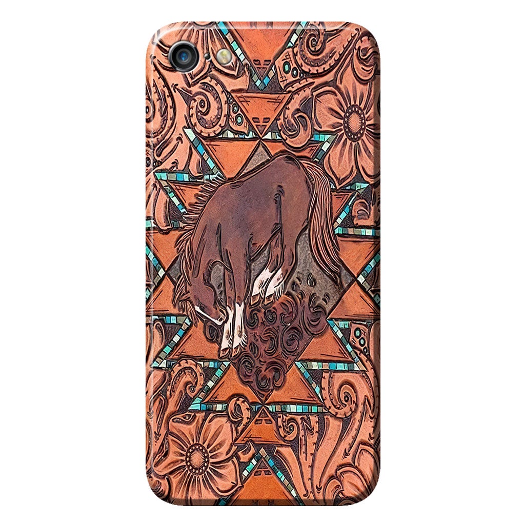 Love Horses Leather Pattern Print Phone Case