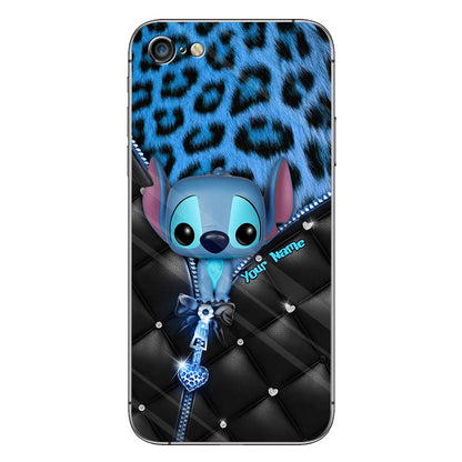 Ohana - Personalized Phone Case With Leather Pattern Print