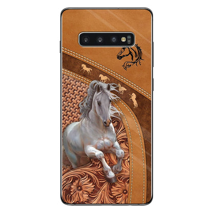 Love Horse - Personalized Horse Phone Case With Leather Pattern Print