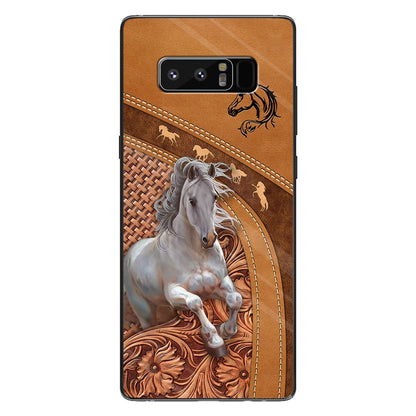 Love Horse - Personalized Horse Phone Case With Leather Pattern Print