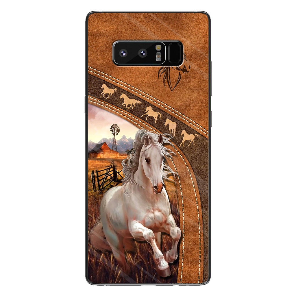 Horse Lovers - Personalized Phone Case With Leather Pattern Print