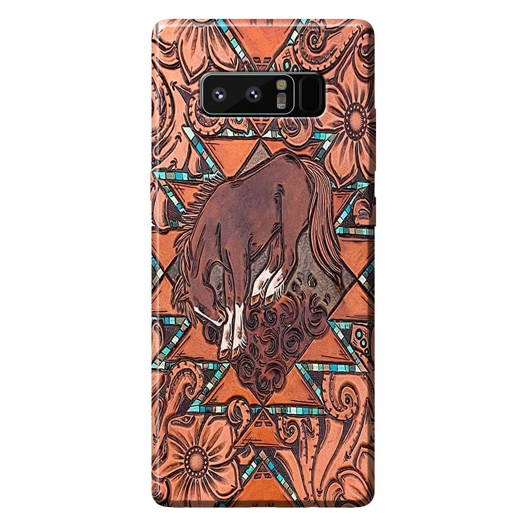 Love Horses Leather Pattern Print Phone Case