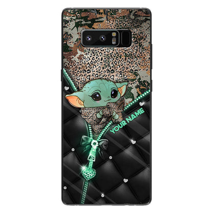 Too Cute I Am - Personalized The Force Phone Case With Leather Pattern Print