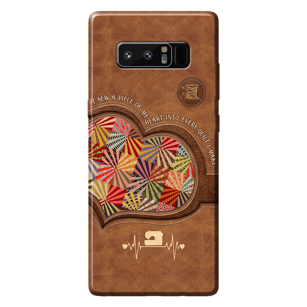 I Sew A Piece Of My Heart - Quilting Personalized Leather Pattern Print Phone Case