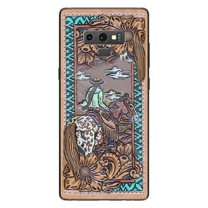 Love Horses - Personalized Phone Case With Leather Pattern Print