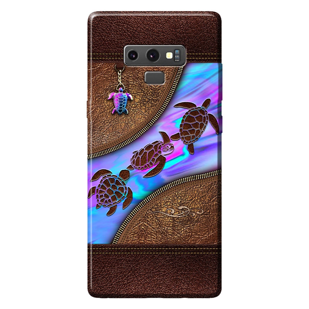 Salty Lil' Beach - Turtle Personalized Leather Pattern Print Phone Case