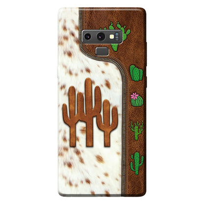 Love Cactus Leather Pattern Print Phone Case 062021