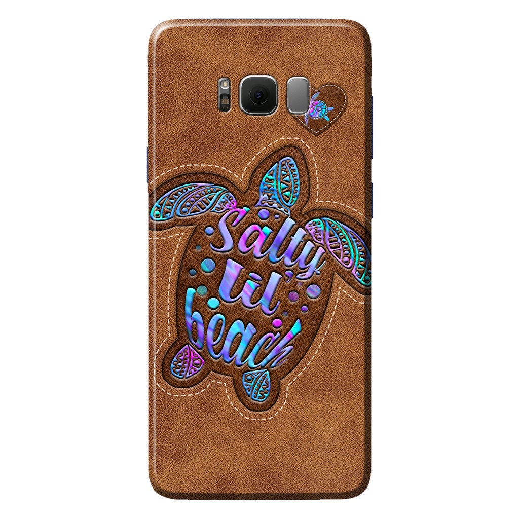 Salty Lil' Beach - Turtle Personalized Leather Pattern Print Phone Case