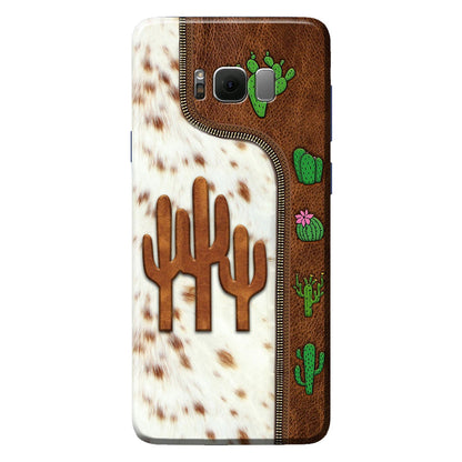Love Cactus Leather Pattern Print Phone Case 062021