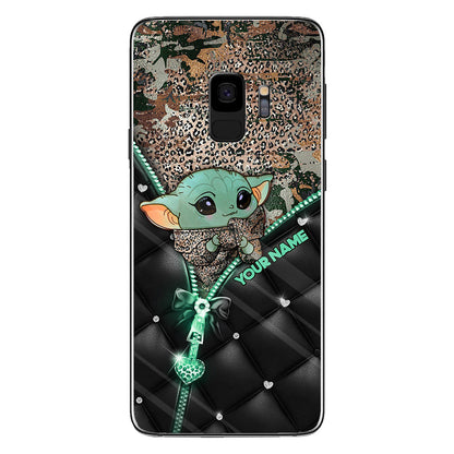 Too Cute I Am - Personalized The Force Phone Case With Leather Pattern Print