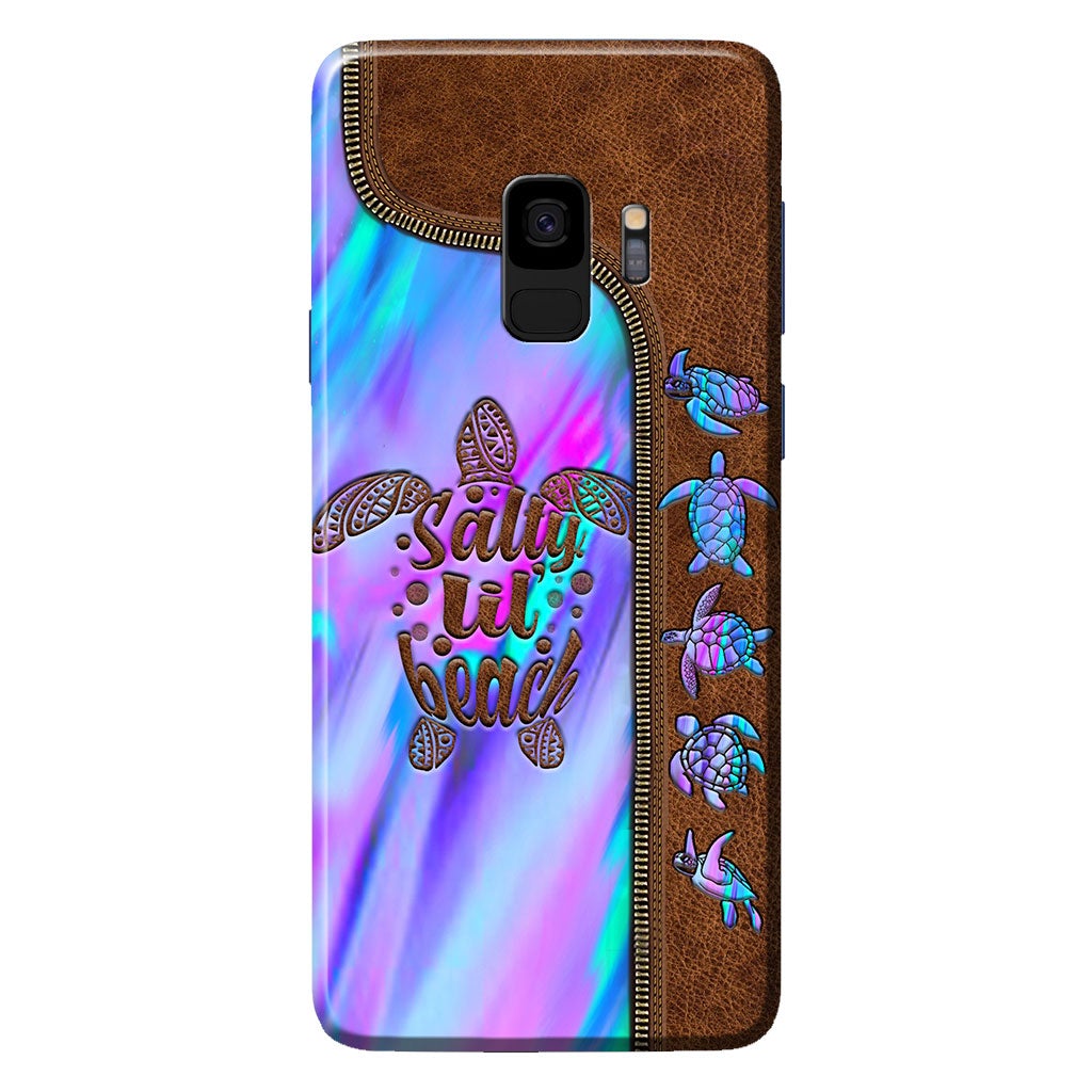 Salty Lil' Beach - Turtle Personalized Leather Pattern Print Phone Case