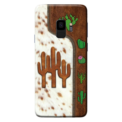 Love Cactus Leather Pattern Print Phone Case 062021