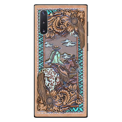 Love Horses - Personalized Phone Case With Leather Pattern Print