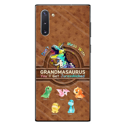 Don't Mess With Grandmasaurus - Personalized Mother's Day Phone Case With Leather Pattern Print