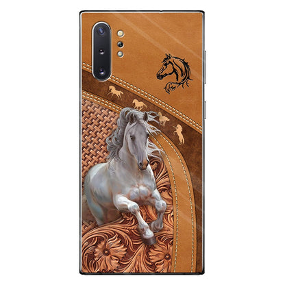 Love Horse - Personalized Horse Phone Case With Leather Pattern Print