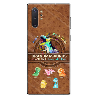 Don't Mess With Grandmasaurus - Personalized Mother's Day Phone Case With Leather Pattern Print