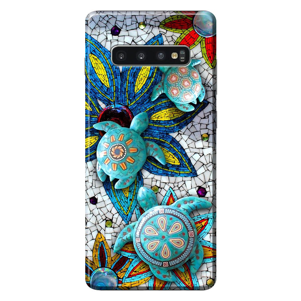 Turtles And Flowers Ceramic Pattern Print Phone Case