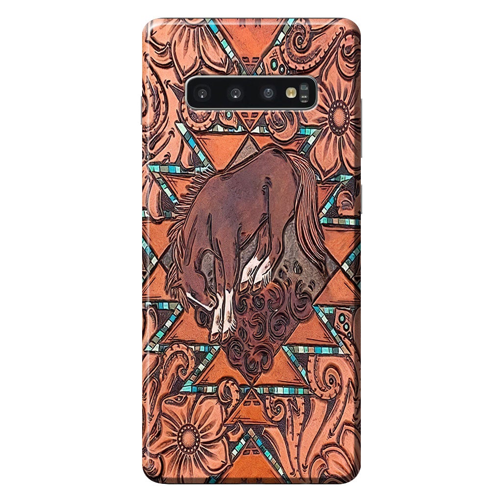 Love Horses Leather Pattern Print Phone Case