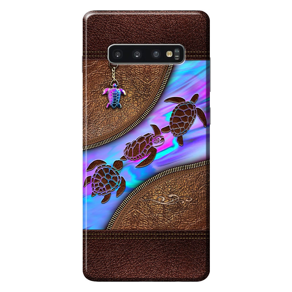 Salty Lil' Beach - Turtle Personalized Leather Pattern Print Phone Case