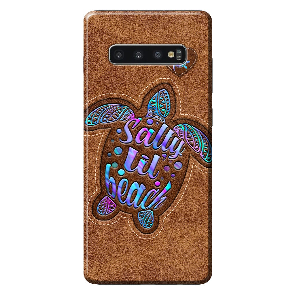 Salty Lil' Beach - Turtle Personalized Leather Pattern Print Phone Case