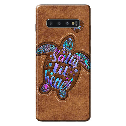 Salty Lil' Beach - Turtle Personalized Leather Pattern Print Phone Case