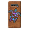 Salty Lil&#39; Beach - Turtle Personalized Leather Pattern Print Phone Case
