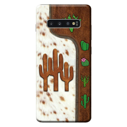 Love Cactus Leather Pattern Print Phone Case 062021