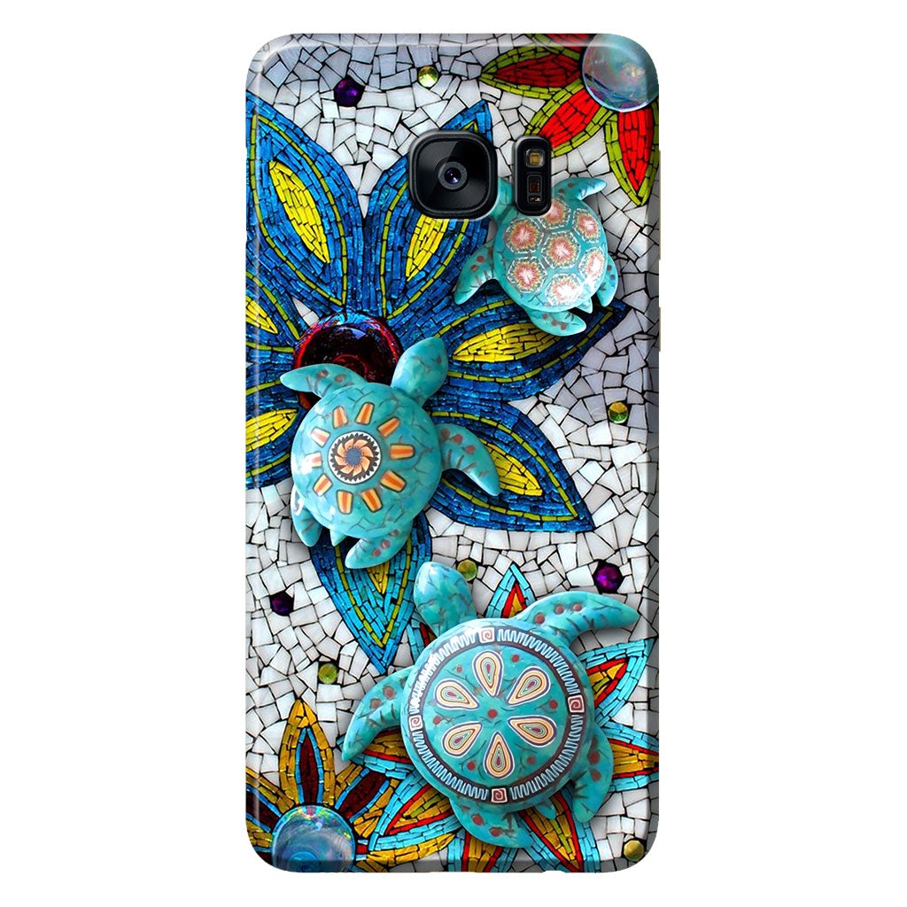 Turtles And Flowers Ceramic Pattern Print Phone Case