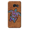 Salty Lil&#39; Beach - Turtle Personalized Leather Pattern Print Phone Case