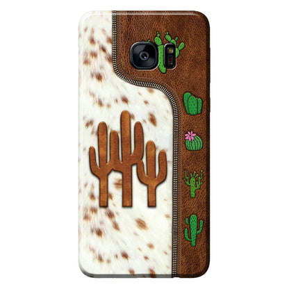 Love Cactus Leather Pattern Print Phone Case 062021