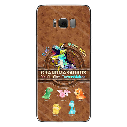 Don't Mess With Grandmasaurus - Personalized Mother's Day Phone Case With Leather Pattern Print