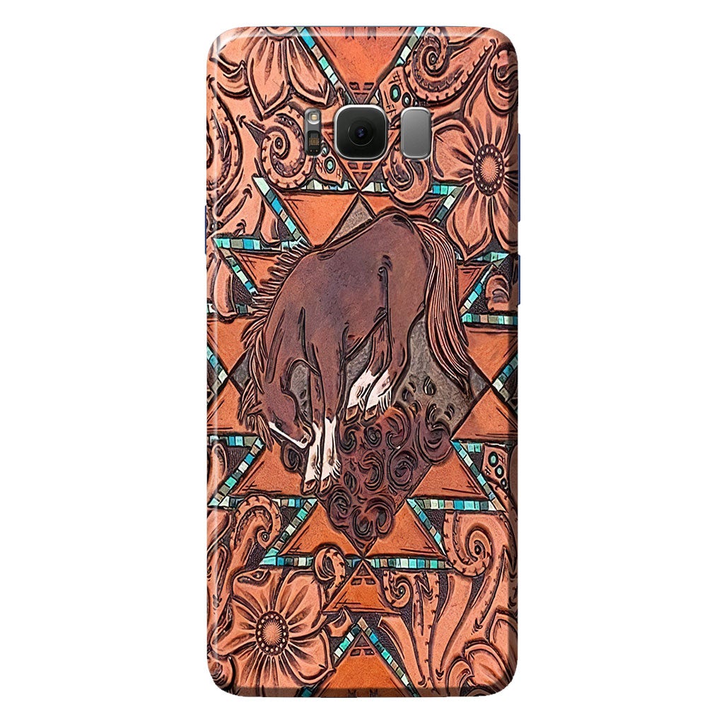 Love Horses Leather Pattern Print Phone Case