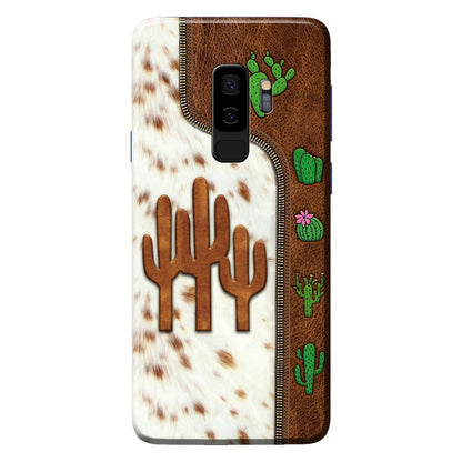 Love Cactus Leather Pattern Print Phone Case 062021