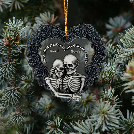 Till Our Last Breath - Personalized Christmas Skull Layers Mix Ornament