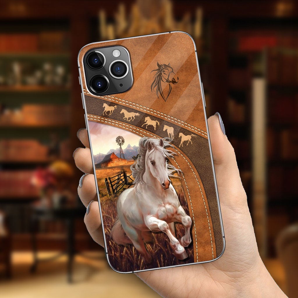 Horse Lovers - Personalized Phone Case With Leather Pattern Print