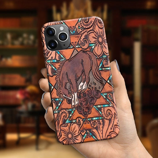 Love Horses Leather Pattern Print Phone Case