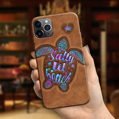 Salty Lil' Beach - Turtle Personalized Leather Pattern Print Phone Case