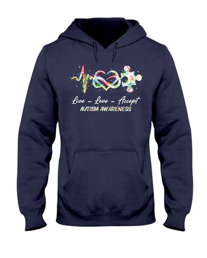 Live Love Accept - Autism Awareness T-shirt and Hoodie 0921