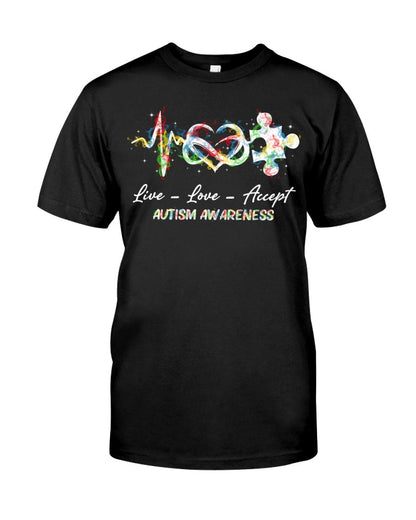 Live Love Accept - Autism Awareness T-shirt and Hoodie 0921