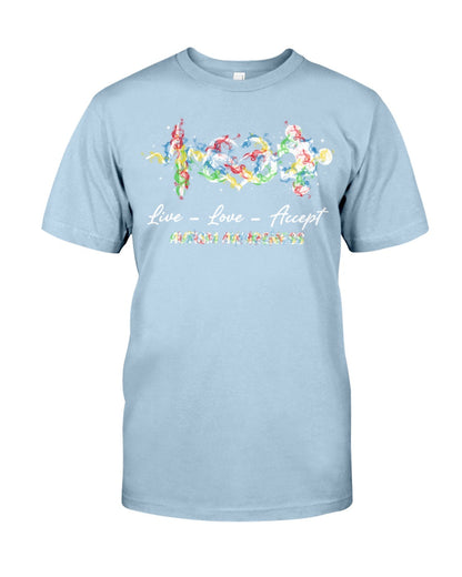 Live Love Accept - Autism Awareness T-shirt and Hoodie 0921