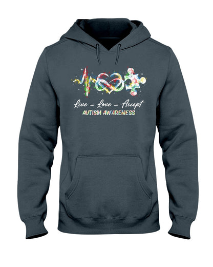 Live Love Accept - Autism Awareness T-shirt and Hoodie 0921